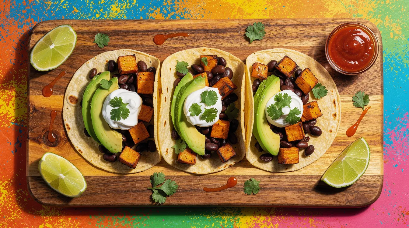 One Pan Black Bean & Sweet Potato Tacos - Lunch recipe (30 min)
