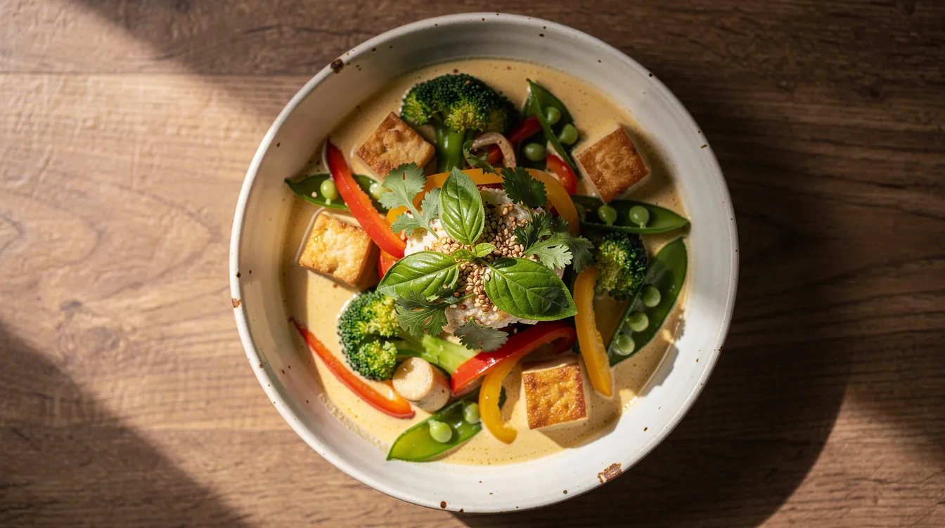 One Pan Coconut Curry Vegetables - Vegetarian recipe (25 min)