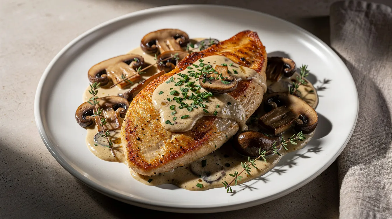One Pan Creamy Mushroom Chicken - Dinner recipe (25 min)