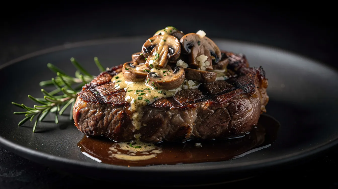 One Pan Garlic Butter Mushroom Steak - Dinner recipe (20 min)