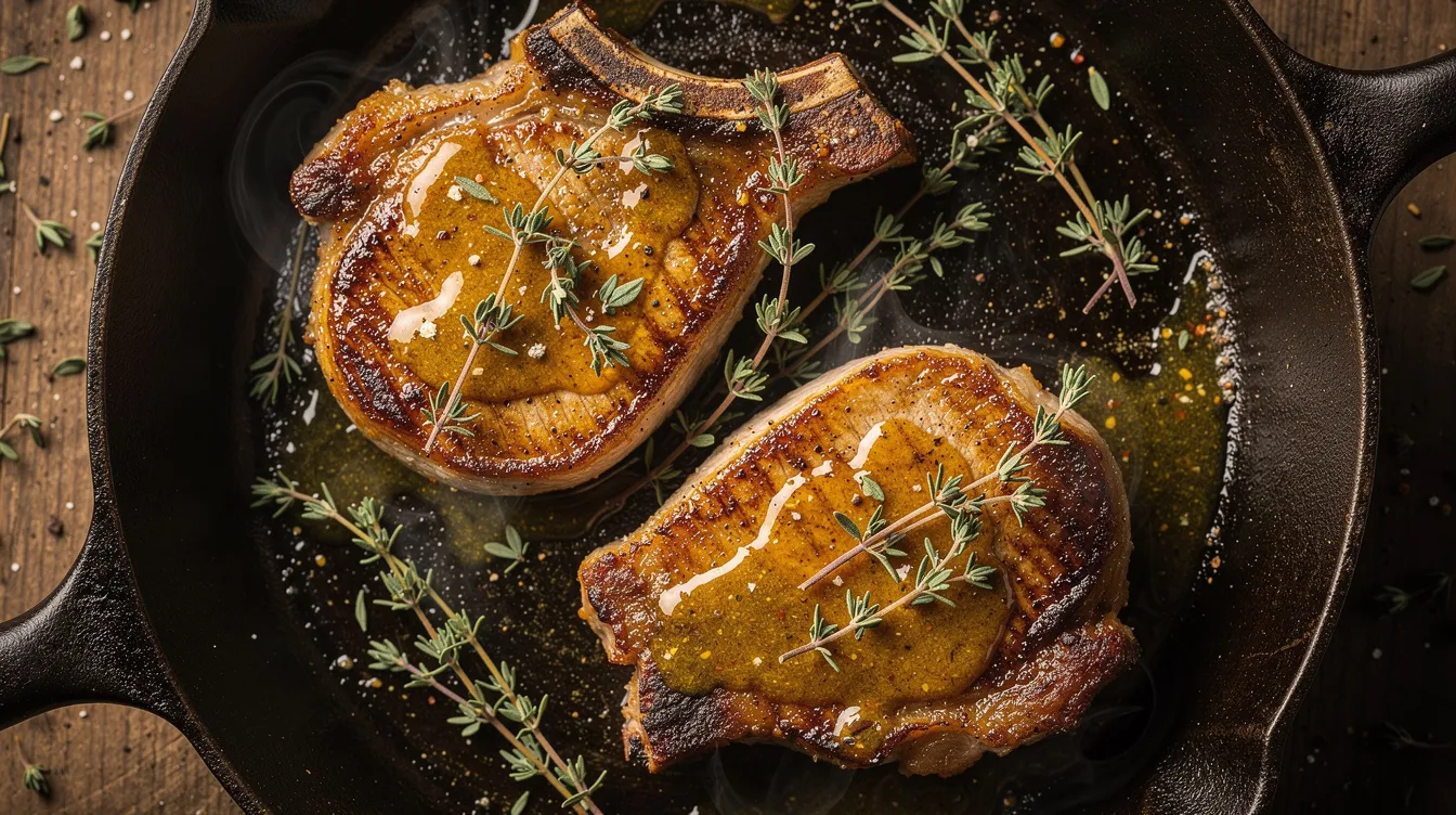 One Pan Honey Mustard Pork Chops - Dinner recipe (20 min)