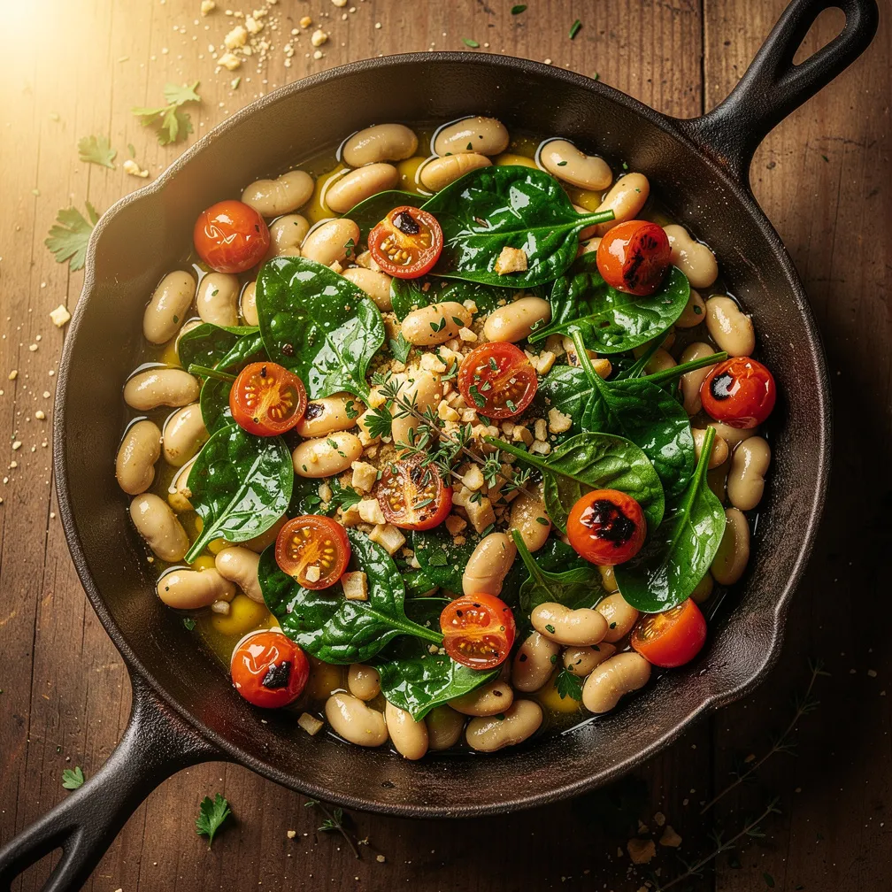 One Pan Sauteed White Beans and Greens - Vegetarian recipe (20 min)