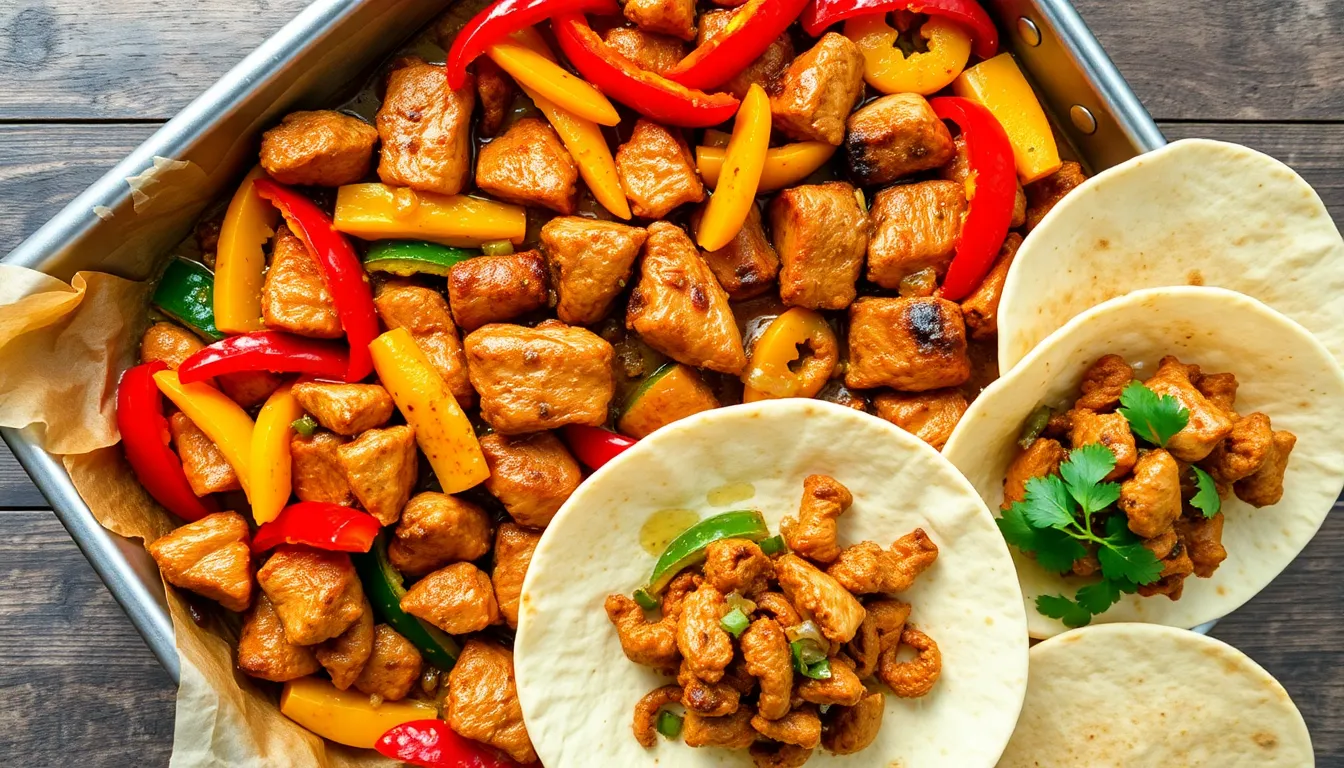 One Pan Sheet Pan Chicken Fajitas - Dinner recipe (25 min)