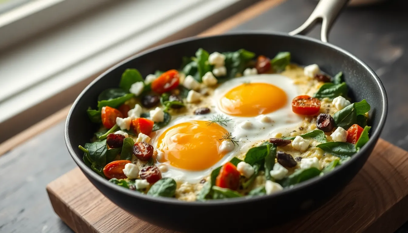 One Pan Spinach Feta Breakfast Pan - Breakfast recipe (15 min)