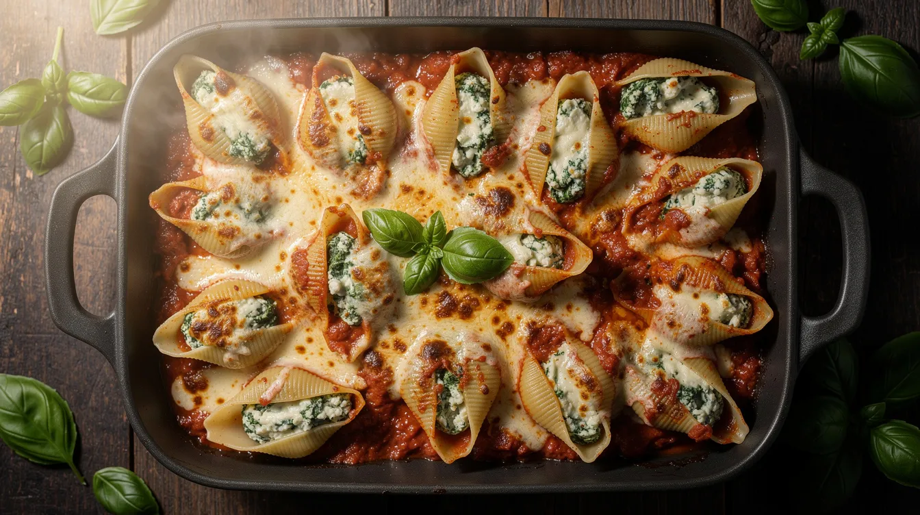 One Pan Spinach Ricotta Stuffed Shells - Dinner recipe (40 min)