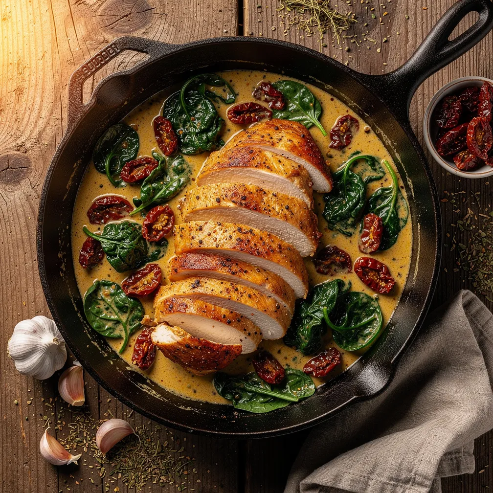 One Pan Spinach Tomato Chicken - Dinner recipe (25 min)