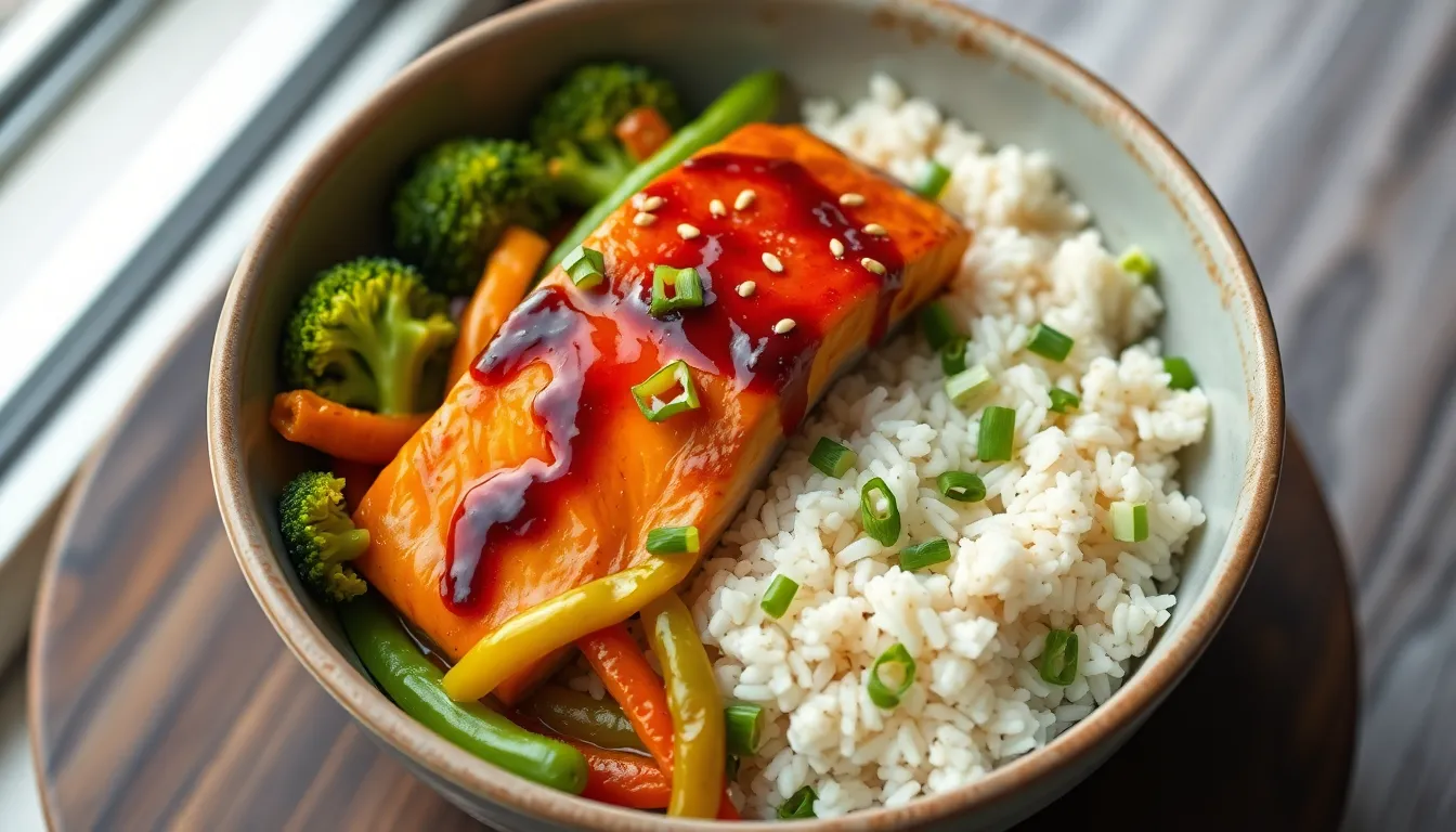 One Pan Teriyaki Salmon Bowl Pan - Dinner recipe (25 min)